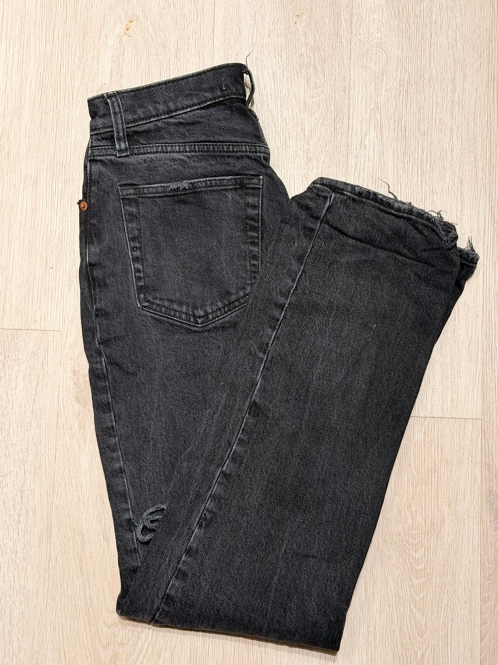 Abercrombie & Fitch Distressed Black Straight Leg Jeans